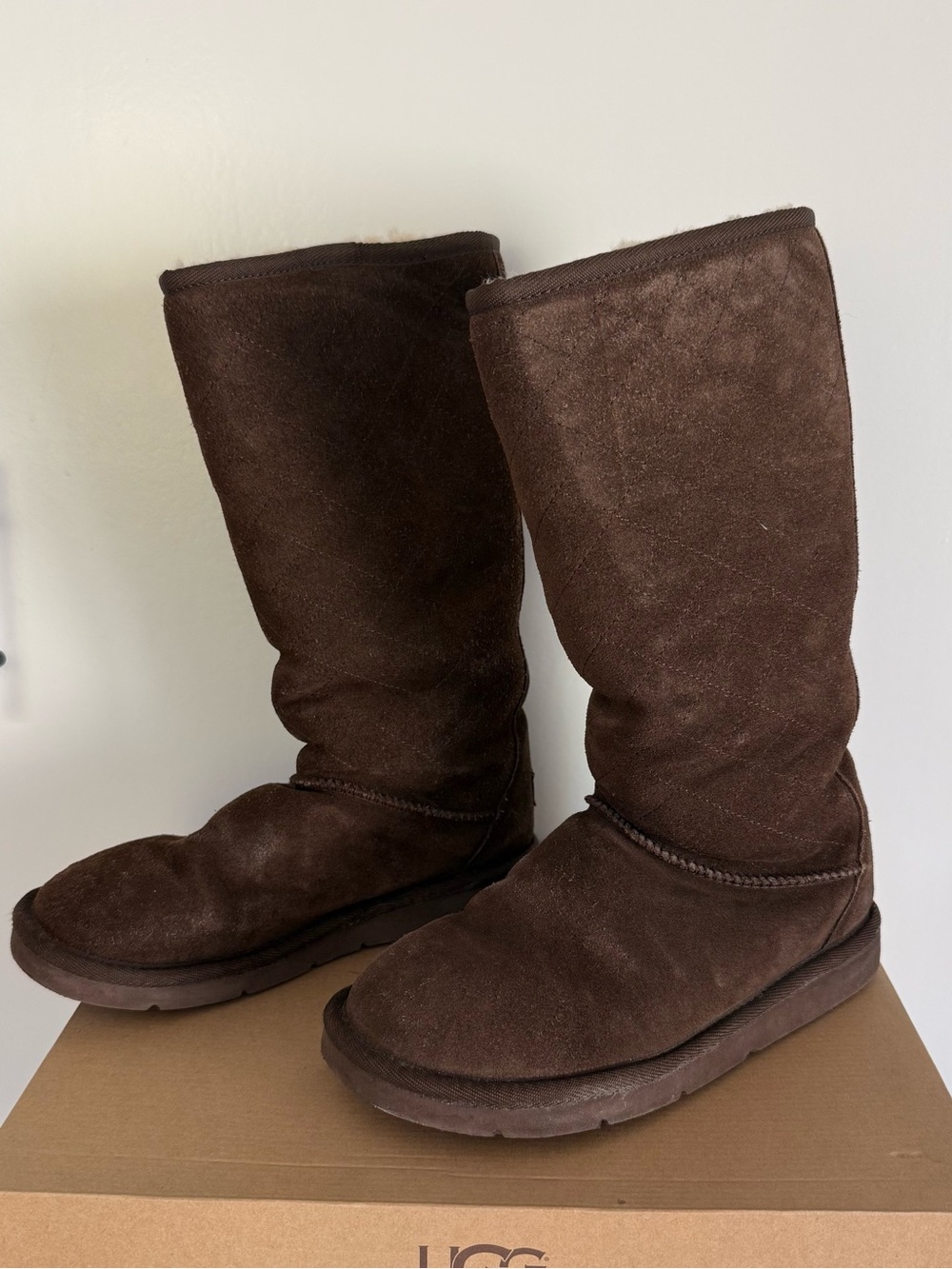 UGG Classic Tall Quilted Chocolate Brown Boots Size 6
